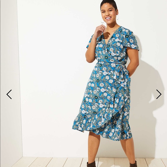 LOFT Dresses & Skirts - Loft Wrap Dress with ruffle bottom detail